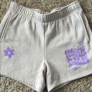Pacsun Cream Lounge Shorts with Lavender Graphic Size XS